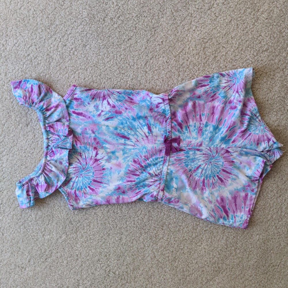 Little Girls Tie Dye Spirals Romper | Size XS/4/5 | Wonder Nation